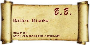 Balázs Bianka névjegykártya