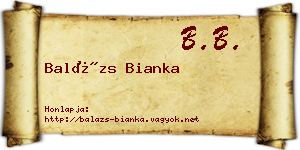Balázs Bianka névjegykártya